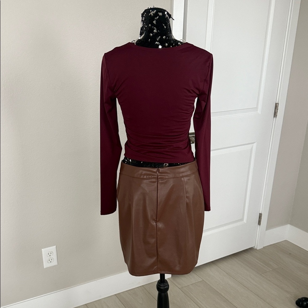 SHEIN  Brown Leather Skirt - Picture 4 of 7